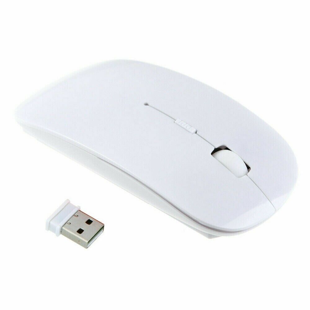 2.4GHz USB Wireless Optical Mouse designed for Apple Mac and MacBook Pro/Air, featuring a sleek design and ergonomic shape.