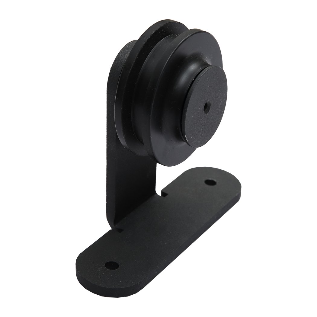 2.44M Antique Classic Style Double Sliding Barn Door Hardware Track featuring heavy-duty carbon steel construction and smooth operation wheels.