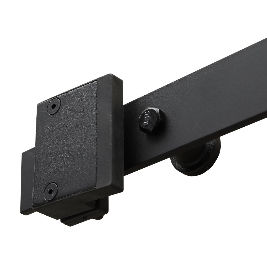 2.44M Antique Classic Style Single Sliding Barn Door Hardware Track featuring heavy-duty carbon steel construction and smooth operation wheels.