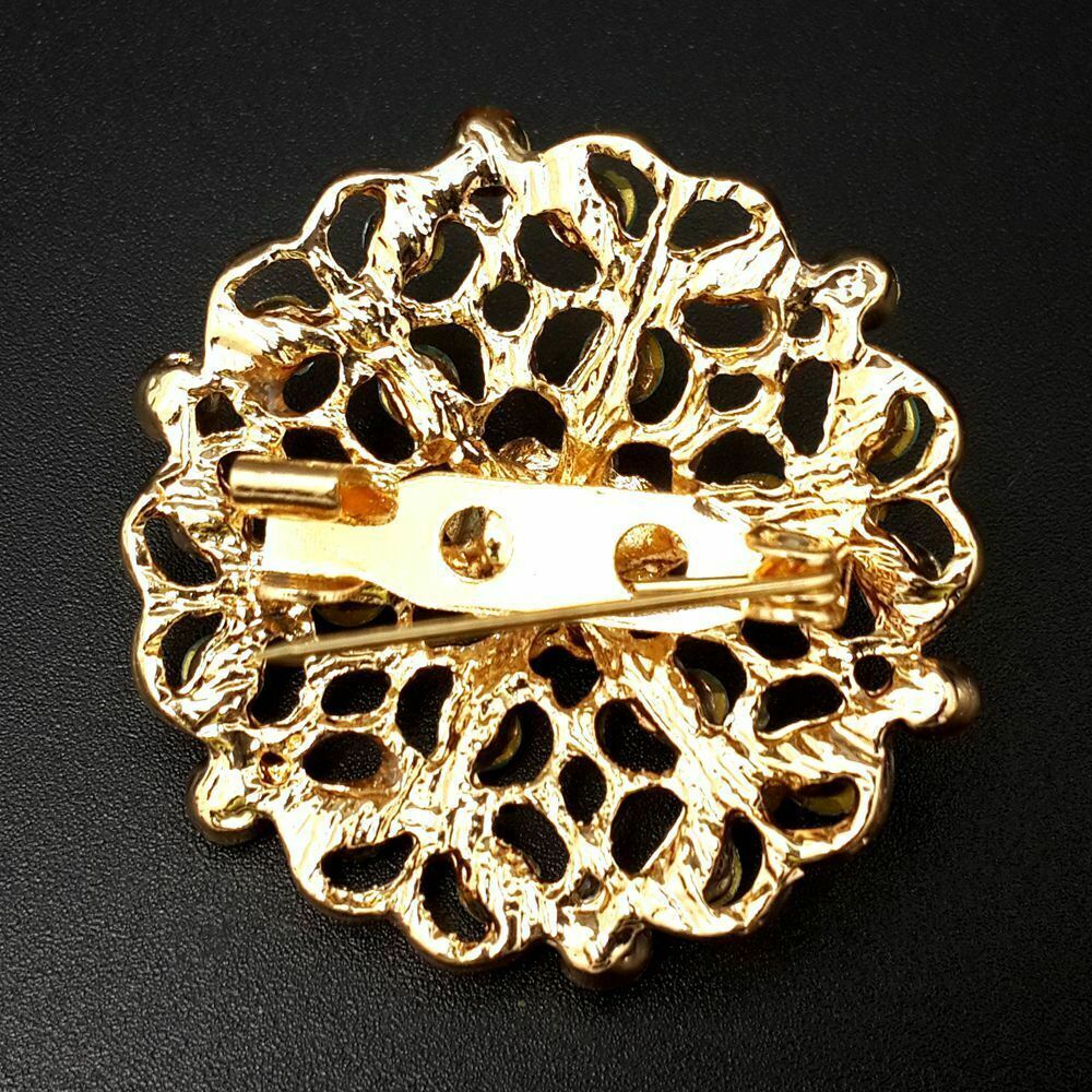 A collection of 24 vintage-style brooches featuring mixed alloy and rhinestone crystals, showcasing various floral designs.