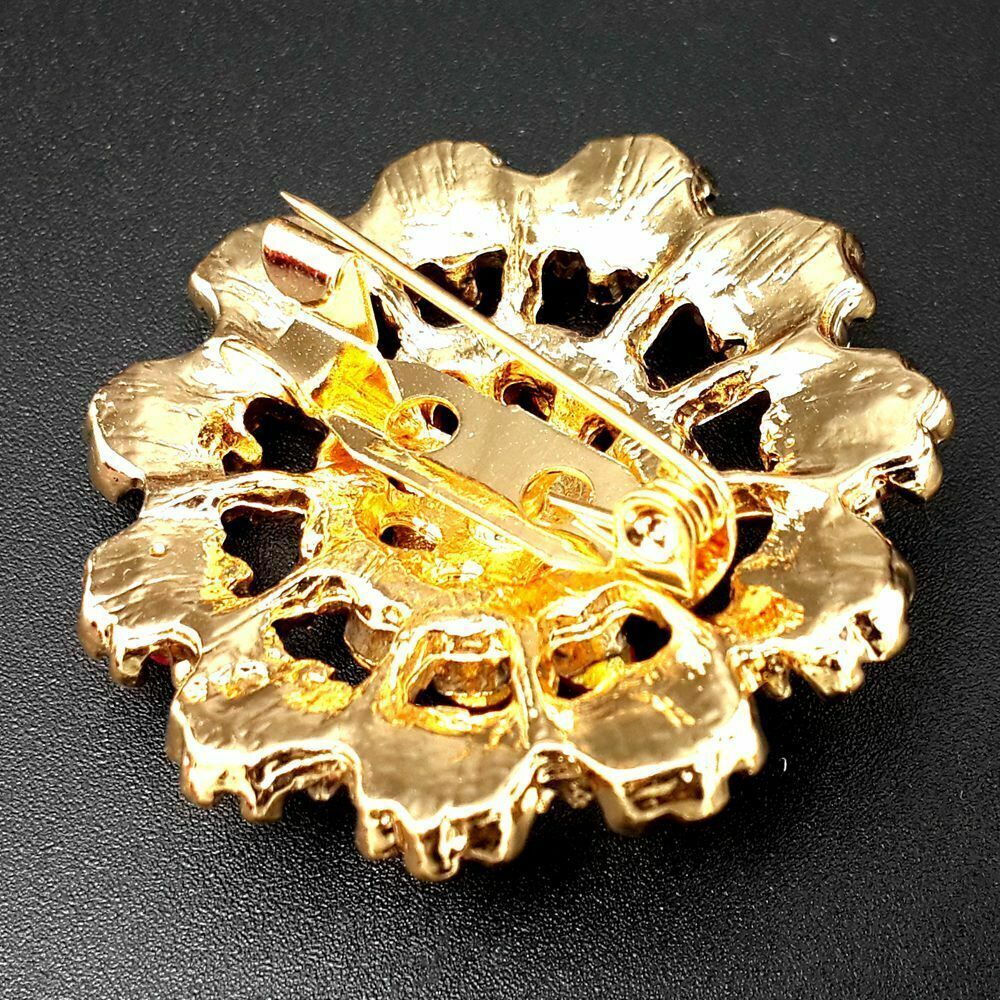 A collection of 24 vintage-style brooches featuring mixed alloy and rhinestone crystals, showcasing various floral designs.
