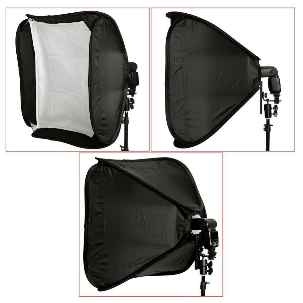 24x24 inch portable foldable off-camera flash softbox for photography, compatible with Canon, Nikon, Godox, and Yongnuo cameras.