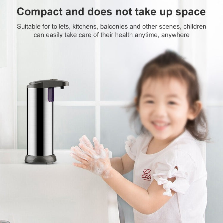 250ML Stainless Steel Automatic Soap Dispenser with infrared sensor technology, ideal for touchless hand hygiene.