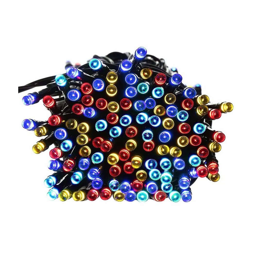 25M 200LED Solar Powered Fairy Lights illuminating a garden, showcasing warm white glow and decorative charm.