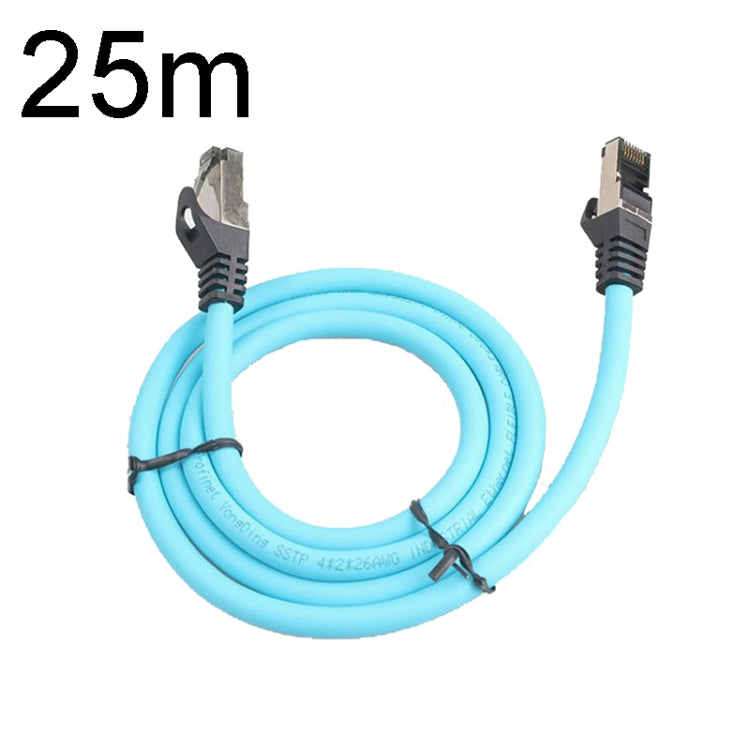 25m CAT5 Double Shielded Gigabit Industrial Ethernet Cable with RJ-45 connectors, showcasing its robust design and flexibility.