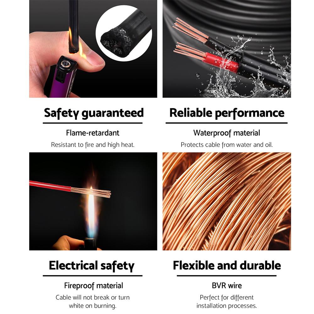 2.5MM Electrical Cable Twin Core Extension Wire with black PVC sheathing, ideal for car solar panel applications.