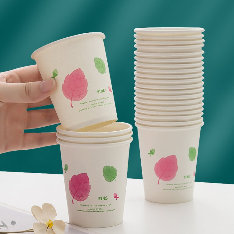 A pack of 25 disposable paper cups made from thickened wood pulp, featuring a smooth round mouth and eco-friendly design.