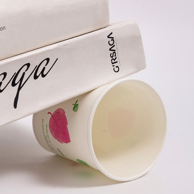 A pack of 25 disposable paper cups made from thickened wood pulp, featuring a smooth round mouth and eco-friendly design.