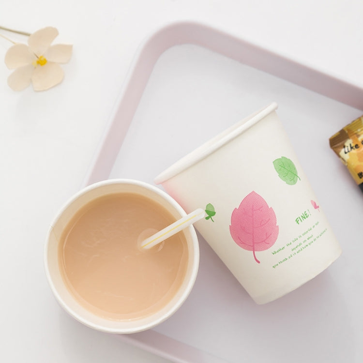 A pack of 25 disposable paper cups made from thickened wood pulp, featuring a smooth round mouth and eco-friendly design.