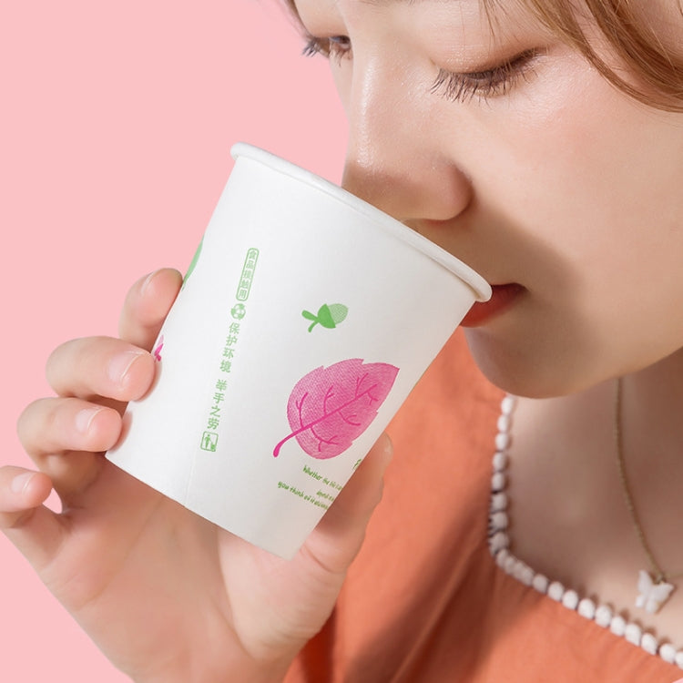 A pack of 25 disposable paper cups made from thickened wood pulp, featuring a smooth round mouth and eco-friendly design.