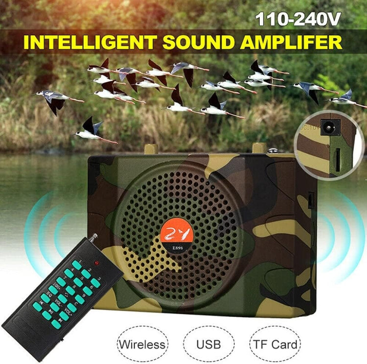 25W Bluetooth Voice Amplifier Bird Hunting Speaker with camouflage bag, showcasing its robust design and features.