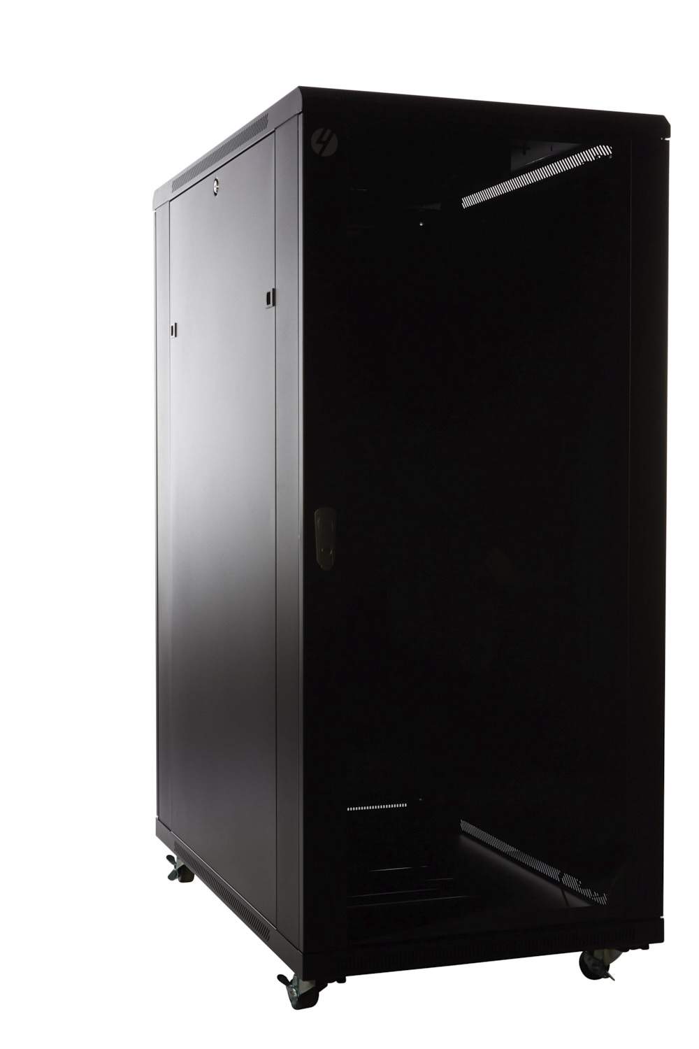 27RU 600mm Wide x 1000mm Deep Free Standing Server Rack with lockable glass door and steel construction.