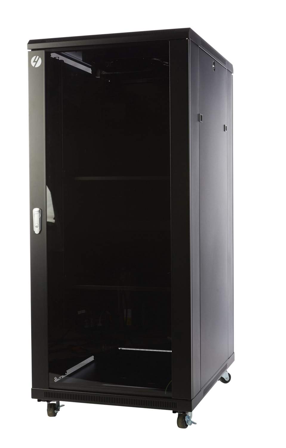 27RU 600mm Wide x 800mm Deep Server Rack featuring a lockable glass front door and solid steel construction.