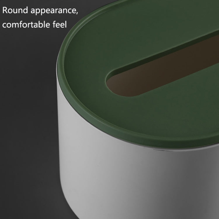 Blue and white round tissue box with a frosted surface and anti-skid bottom, perfect for home or office use.