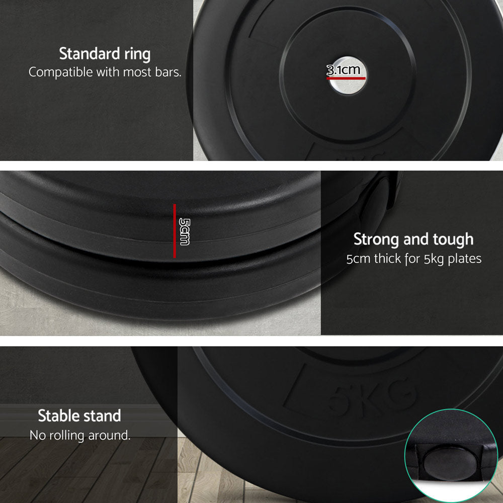 28KG Barbell Weight Set featuring 4 rubber-coated weight plates and a chrome plated barbell bar, ideal for home fitness workouts.