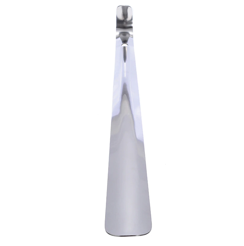 22-inch extra long handle shoe horn made of stainless steel, designed for easy shoe removal.
