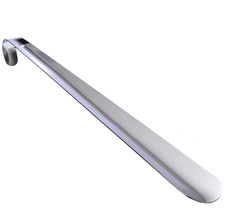 22-inch extra long handle shoe horn made of stainless steel, designed for easy shoe removal.