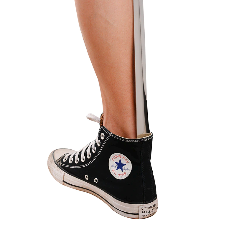 22-inch extra long handle shoe horn made of stainless steel, designed for easy shoe removal.