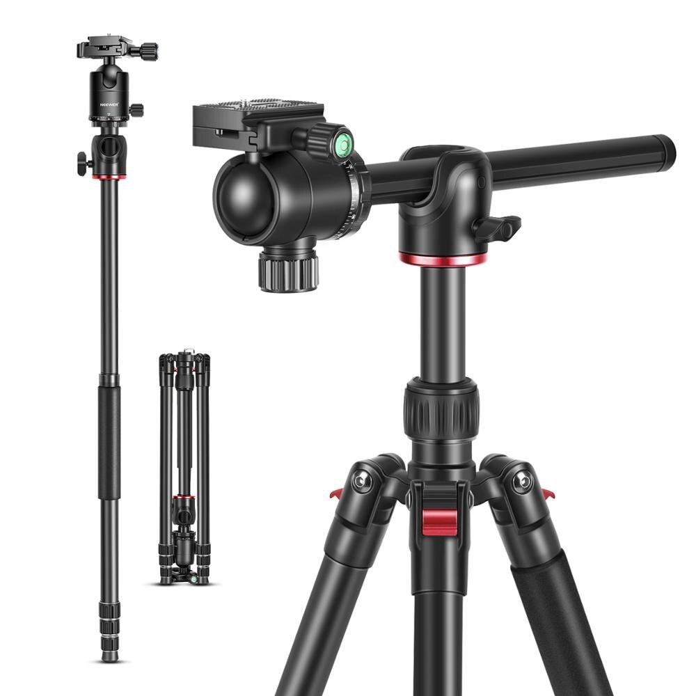 2-in-1 Camera Tripod Monopod featuring a 360-degree rotatable center column, made from high-density aluminum alloy, ideal for various camera types.