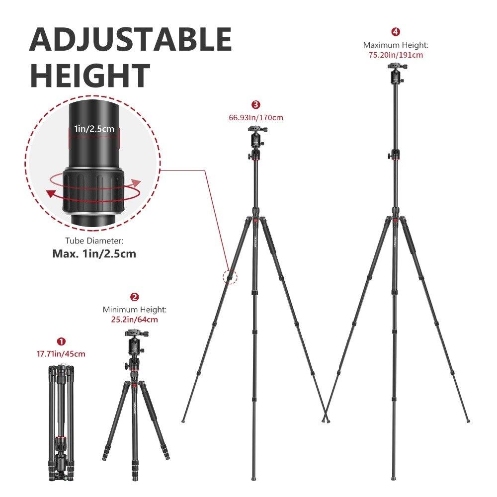2-in-1 Camera Tripod Monopod featuring a 360-degree rotatable center column, made from high-density aluminum alloy, ideal for various camera types.