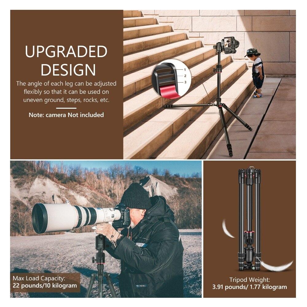2-in-1 Camera Tripod Monopod featuring a 360-degree rotatable center column, made from high-density aluminum alloy, ideal for various camera types.