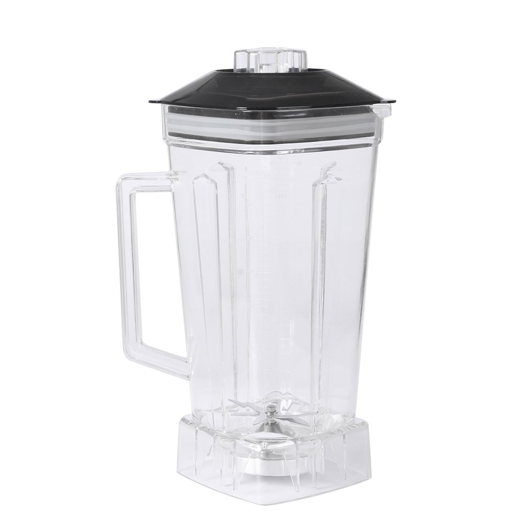2L Commercial Blender Mixer with a white ABS frame and a food-grade polycarbonate jug, featuring stainless steel blades and a variable speed dial.