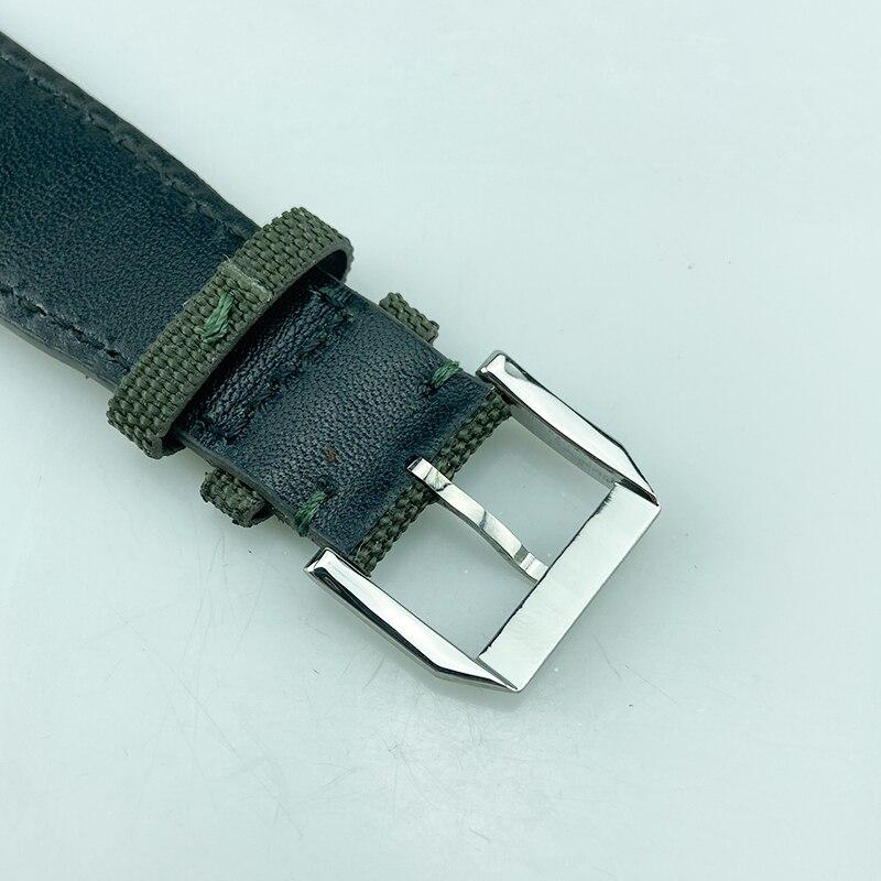 22MM genuine leather watch strap designed for pilots' watches, showcasing its sleek design and durable material.