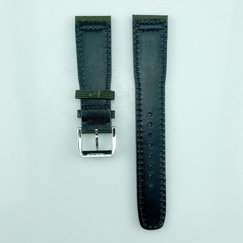 22MM genuine leather watch strap designed for pilots' watches, showcasing its sleek design and durable material.