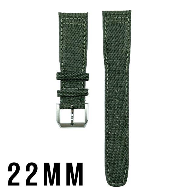 22MM genuine leather watch strap designed for pilots' watches, showcasing its sleek design and durable material.