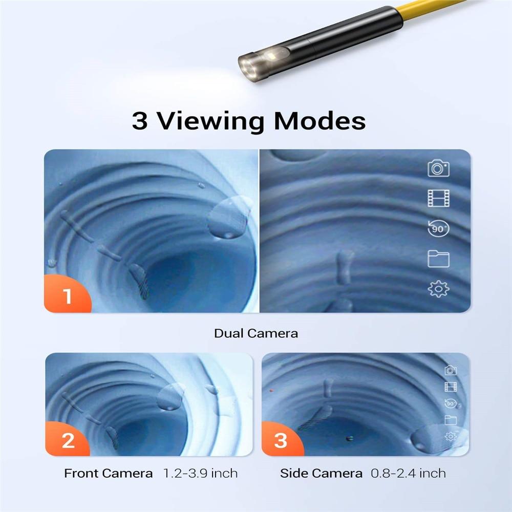 2MP/5MP Wireless Industrial Endoscope Zoom Camera with LED lights and flexible inspection snake design.