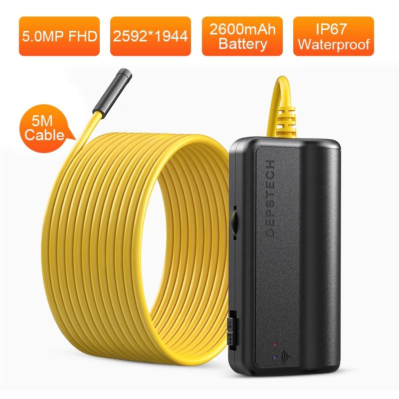 2MP/5MP Wireless Industrial Endoscope Zoom Camera with LED lights and flexible inspection snake design.