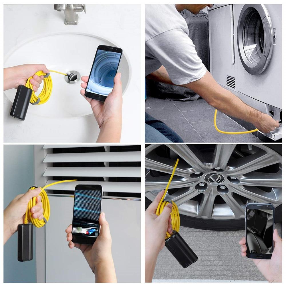 2MP/5MP Wireless Industrial Endoscope Zoom Camera with LED lights and flexible inspection snake design.