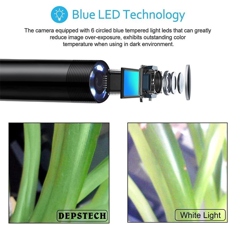2MP/5MP Wireless Industrial Endoscope Zoom Camera with LED lights and flexible inspection snake design.