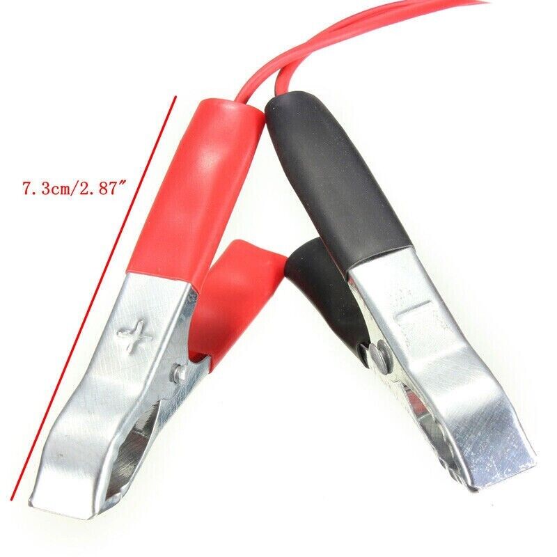 2PCS Car Battery Alligator Clamp Clip Cigarette Lighter Power Adapter with alligator clips and female socket for 12V applications.