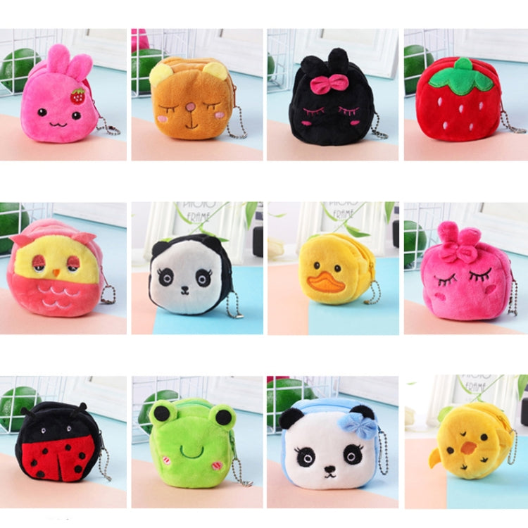 Two pieces of children cartoon plush key coin purse featuring a cute chick design, made of soft short plush material.