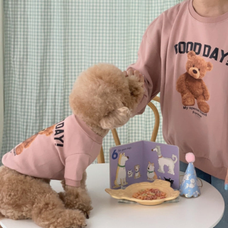 Two cute fleece sweaters for small dogs and cats, featuring a teddy bear design, in dark color, showcasing soft and warm fabric.