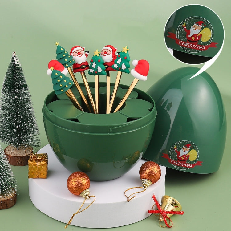 A cute Christmas-themed dessert fork and spoon set featuring a doll design, made of stainless steel, perfect for festive dining.