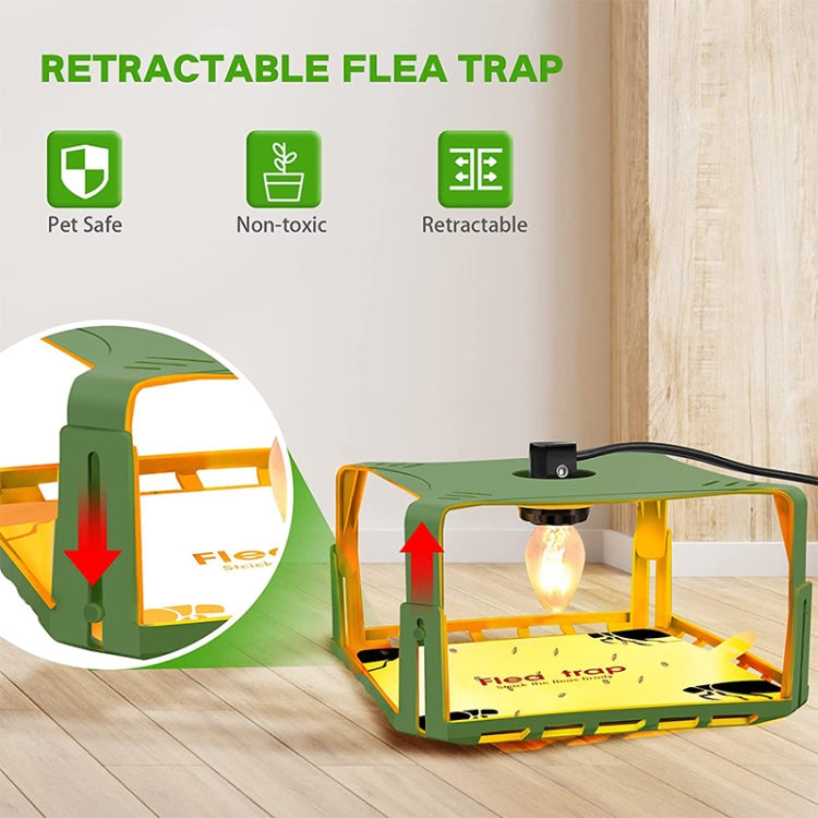 Two SK121 Square Fly Traps with light bulbs and sticky pads, designed for effective flea capture in households.