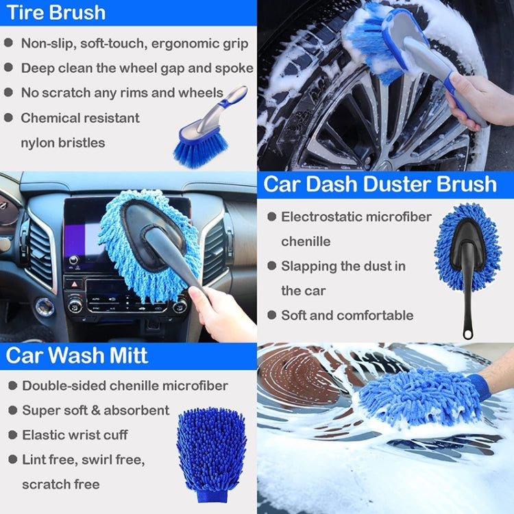 22pcs WRS-CS29 Car Wash Cleaning Brush Set with various brushes for car interior cleaning, featuring durable materials and hexagonal connecting rods.