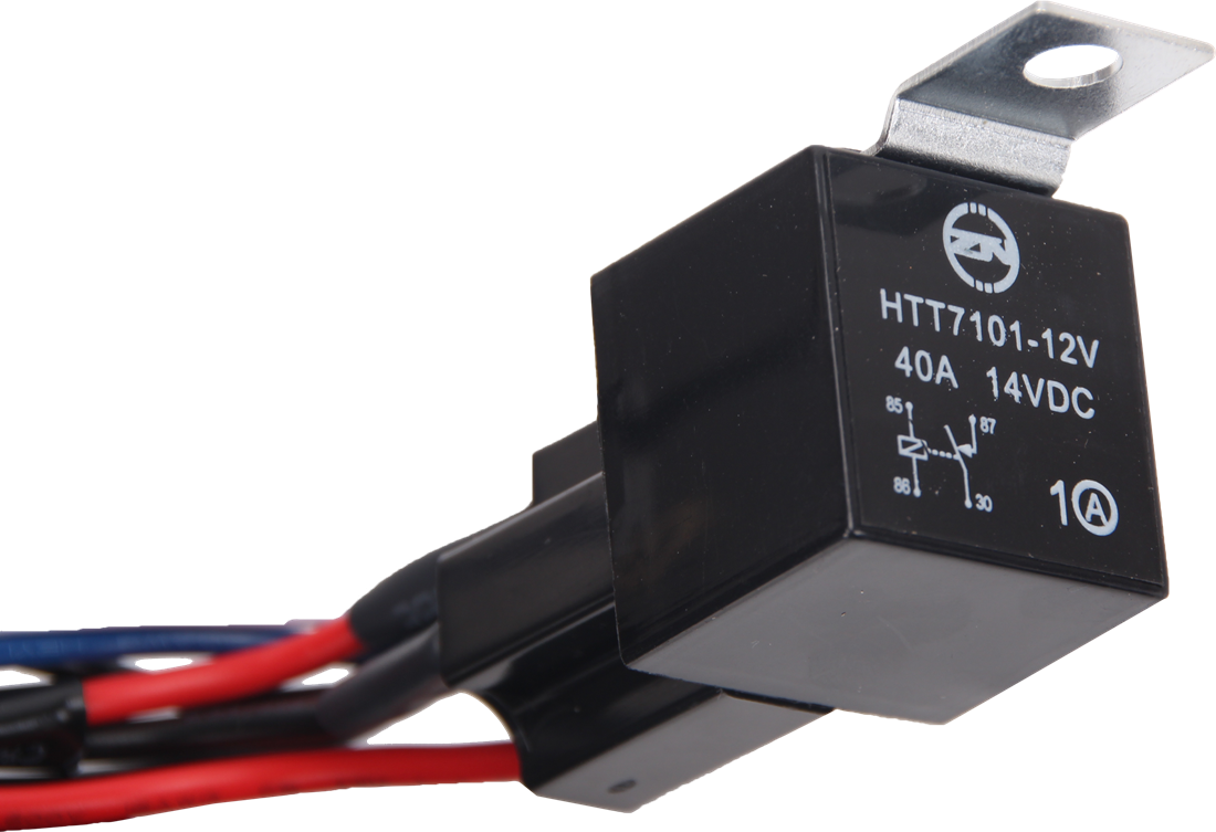 2way LED Universal Driving Light Wiring Loom Harness with mouse style switch and automotive relay, designed for 12V and 24V systems.