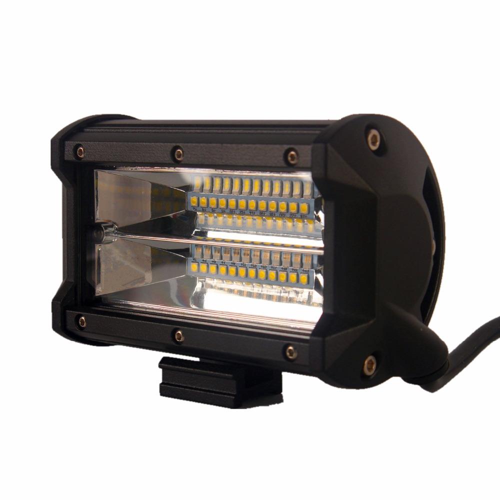 Two 5-inch Flood LED Light Bars designed for offroad, boat, and truck use, showcasing their robust aluminum housing and bright LED lights.