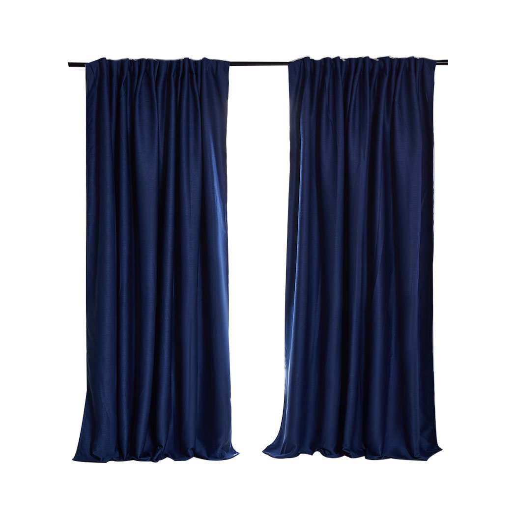 Elegant navy 2X blockout curtains designed for bedrooms, featuring a three-layer construction for maximum light and noise reduction.