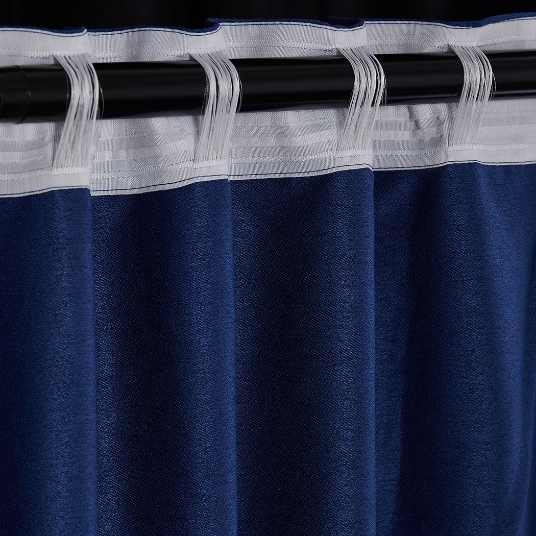 Elegant navy 2X blockout curtains designed for bedrooms, featuring a three-layer construction for maximum light and noise reduction.
