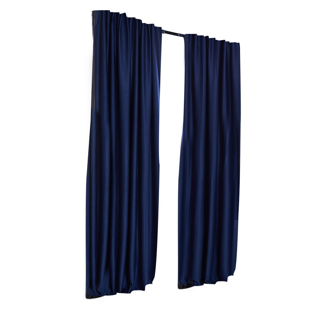 Elegant navy 2X blockout curtains designed for bedrooms, featuring a three-layer construction for maximum light and noise reduction.