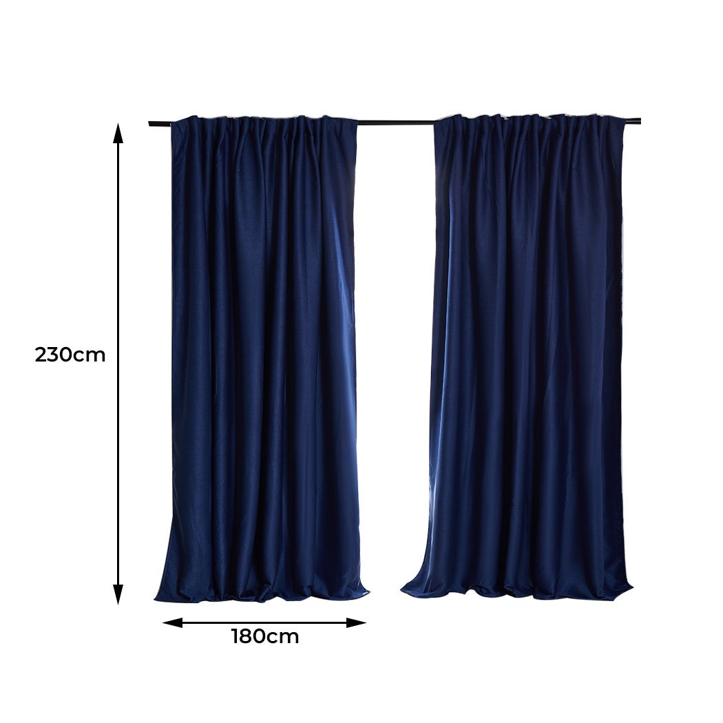 Elegant navy 2X blockout curtains designed for bedrooms, featuring a three-layer construction for maximum light and noise reduction.