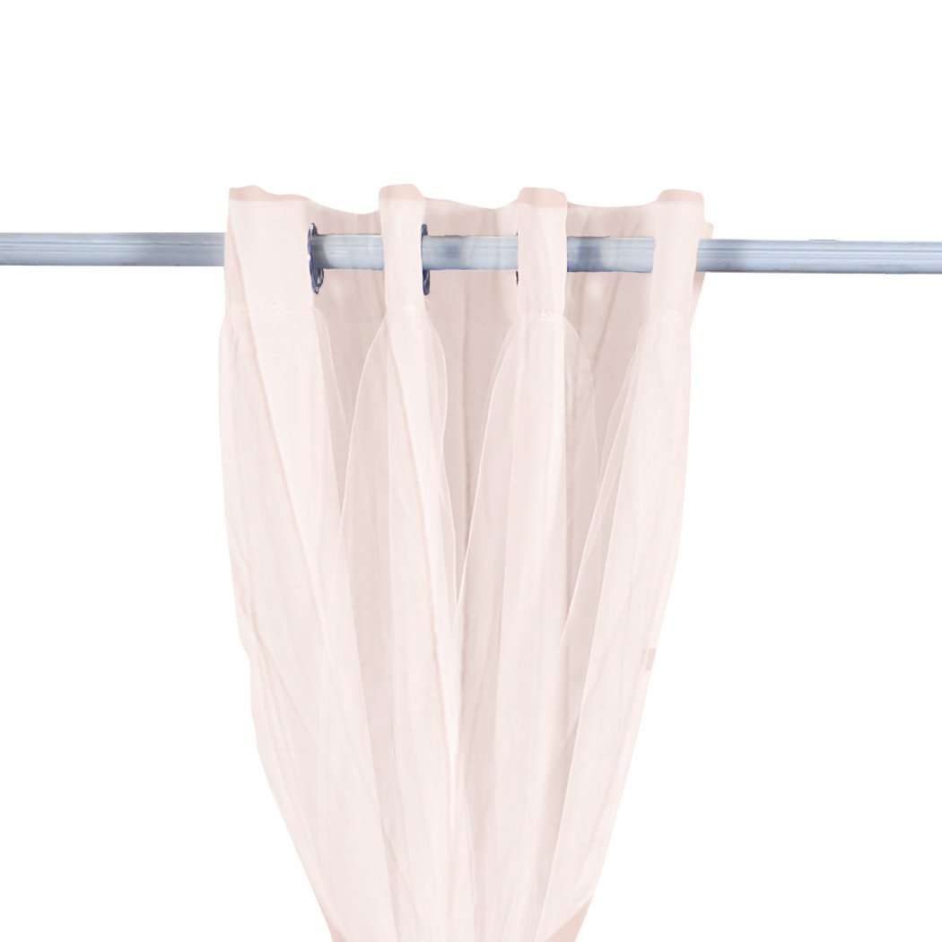 Two elegant blockout curtain panels with gauze, showcasing a stylish grommet top design, perfect for room darkening.