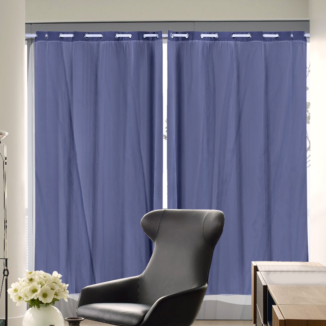Two elegant blockout curtain panels with gauze, designed for room darkening and stylish decor.