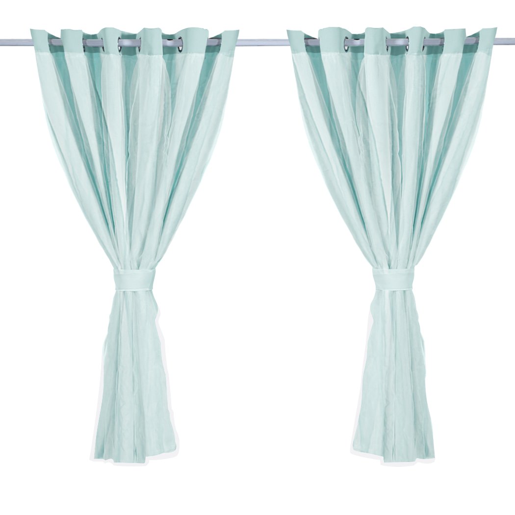 Two elegant blockout curtain panels with gauze, showcasing a stylish design and grommet top for easy hanging.