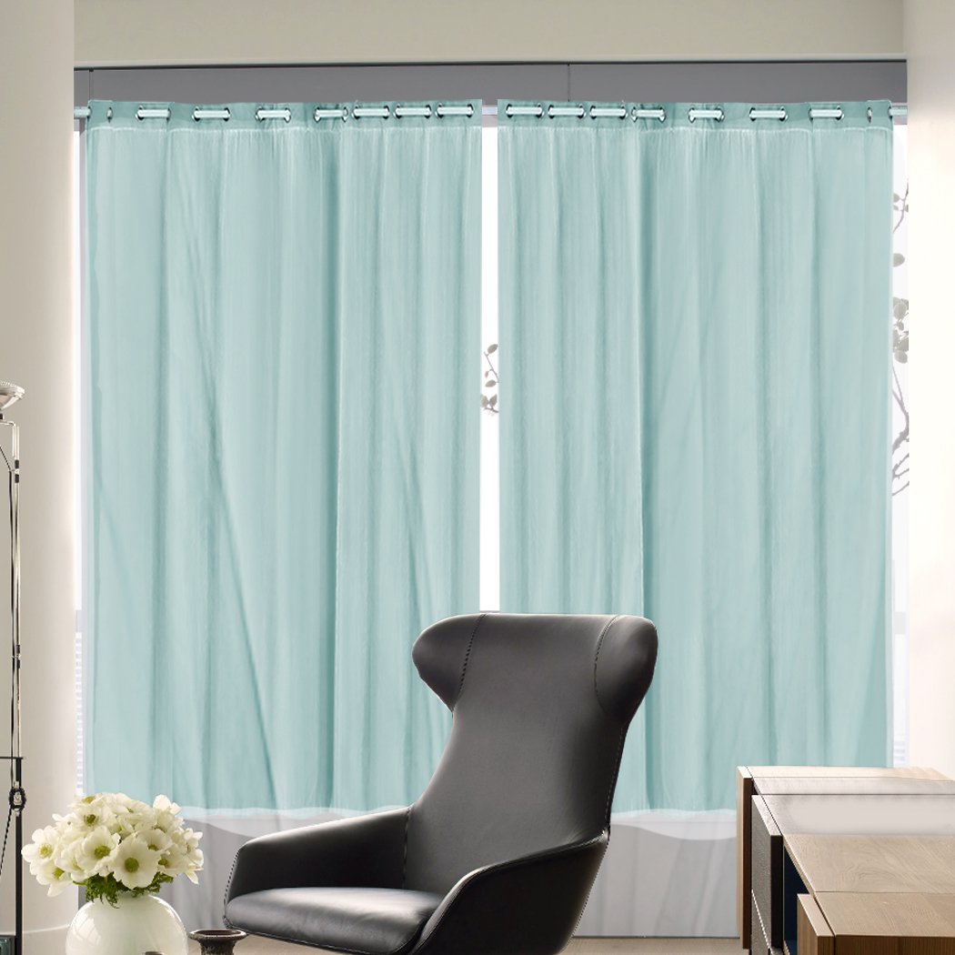 Two elegant blockout curtain panels with gauze, showcasing a modern design and grommet top for easy installation.