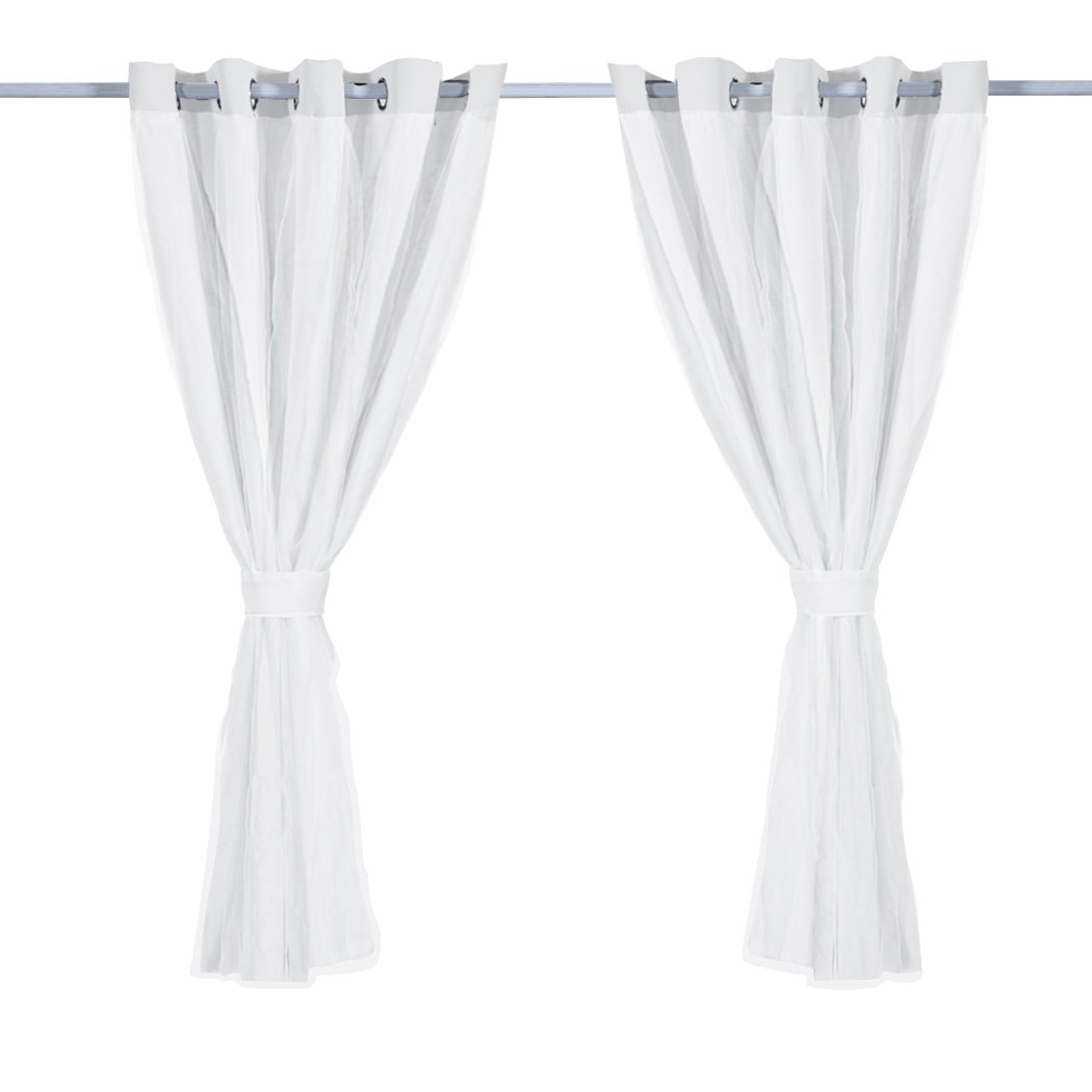 Two elegant blockout curtain panels with gauze, showcasing a rich texture and grommet top for easy hanging.